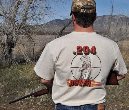 .204 Ruger Caliber T-Shirt - A Prairie Dog in the Crosshairs