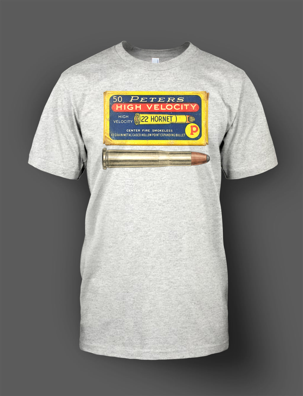 Peters High Velocity .22 Hornet Shirt - Retro Ammo Box Design