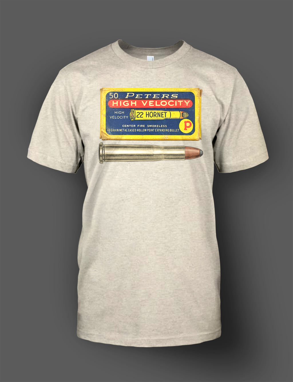 Peters High Velocity .22 Hornet Shirt - Retro Ammo Box Design