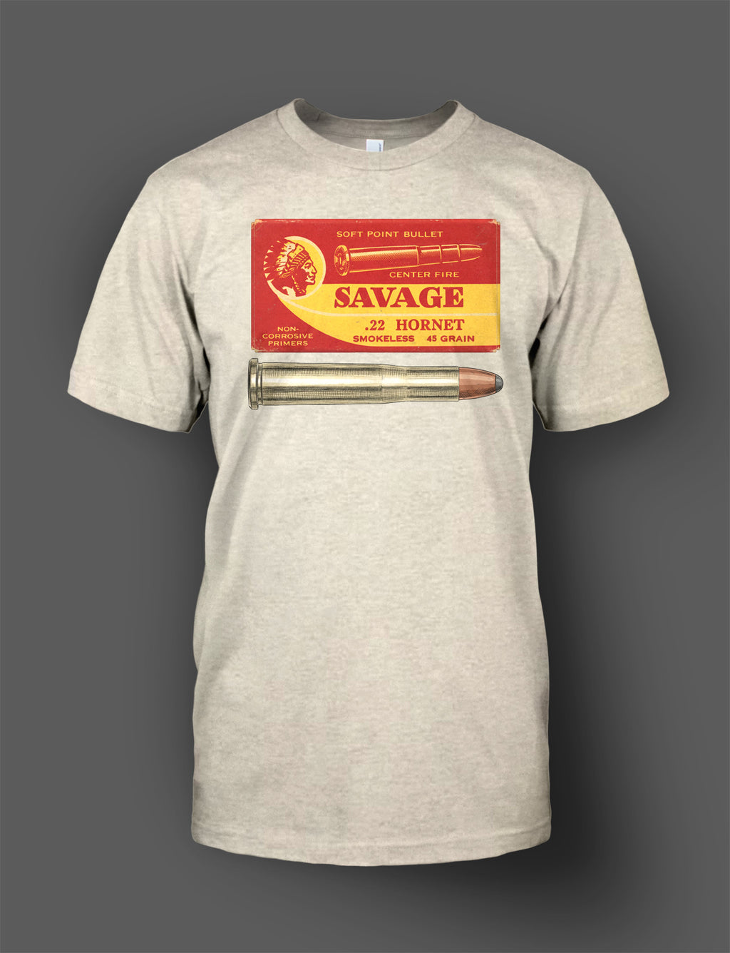 Savage .22 Hornet Shirt - Retro Ammo Box Design