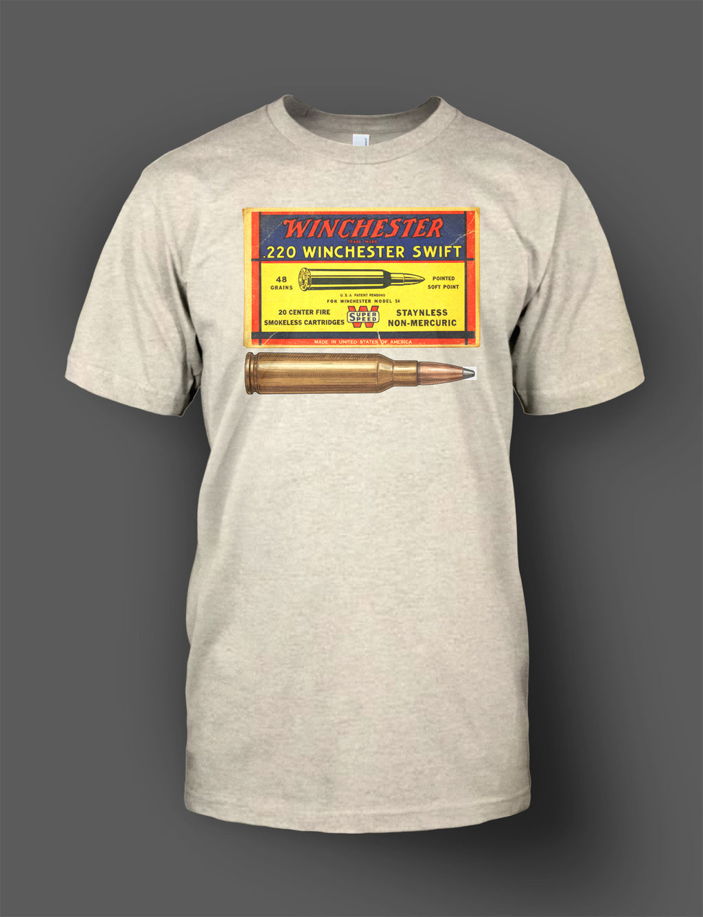 Winchester Super-Speed .220 Swift Shirt - Retro Ammo Box Design